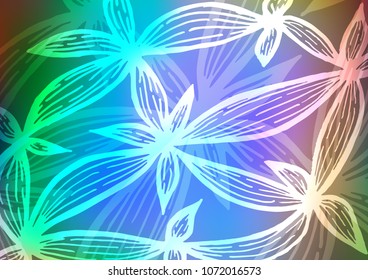 Light Multicolor, Rainbow vector doodle blurred floral texture. Modern geometrical abstract illustration with doodles. The pattern can be used for wallpapers and coloring books.