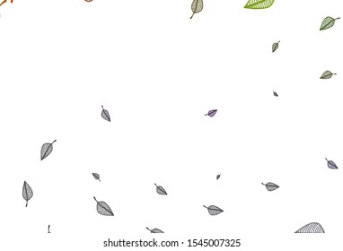 Light Multicolor, Rainbow vector doodle backdrop. Colorful illustration in doodle style with leaves. Brand new design for your business.