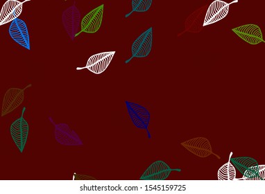 Light Multicolor, Rainbow vector doodle layout. Creative illustration in simple style with leaves. Pattern for coloring books and pages for kids.