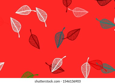 Light Multicolor, Rainbow vector doodle background. Abstract leaves with gradient on simple background. Pattern for brand book.