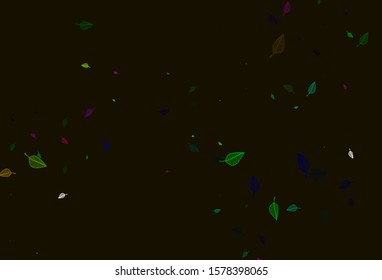 Light Multicolor, Rainbow vector doodle cover. Modern geometrical abstract illustration with leaves. Pattern for wallpapers and coloring books.