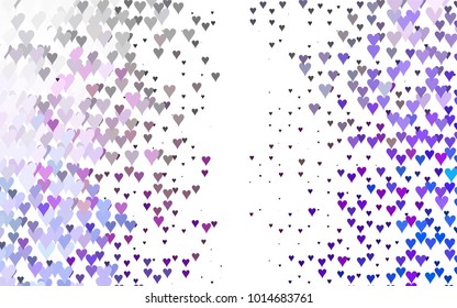 Light Multicolor, Rainbow vector greeting Card Happy Valentine's Day. Pattern with isolated hearts on the white background. Colored illustration for your banner, website, advert.