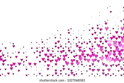 Light Multicolor, Rainbow vector greeting Card Happy Valentine's Day. Pattern with isolated hearts on the white background. Colored illustration for your banner, website, advert.