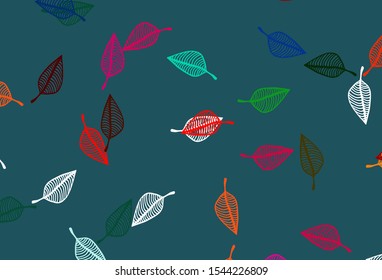 Light Multicolor, Rainbow vector hand painted pattern. Abstract leaves with gradient on simple background. Pattern for brand book.