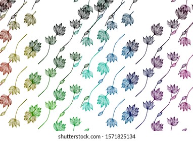 Light Multicolor, Rainbow vector hand painted template. Shining colorful illustration with leaves in doodle style. Pattern for wallpapers and coloring books.