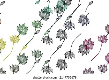 Light Multicolor, Rainbow vector hand painted background. Colorful abstract illustration with leaves in doodle style. The best blurred design for your business.