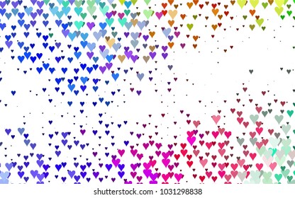 Light Multicolor, Rainbow vector hearts isolated on white background. Cool pattern in origami style with gradient for Valentine day. Graphic illustration for your business design.