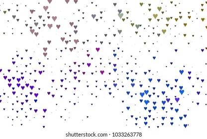 Light Multicolor, Rainbow vector hearts isolated on white background. Cool pattern in origami style with gradient for Valentine day. Graphic illustration for your business design.