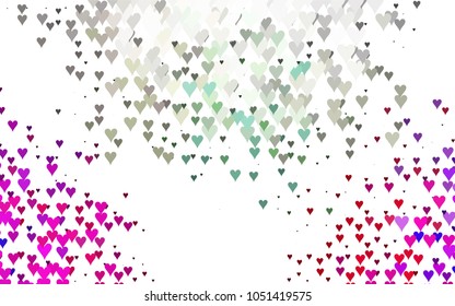 Light Multicolor, Rainbow vector hearts isolated on white background. Cool pattern in origami style with gradient for Valentine day. Graphic illustration for your business design.