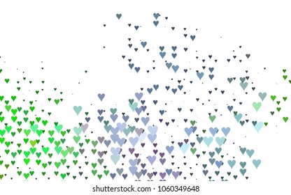 Light Multicolor, Rainbow vector hearts isolated on white background. Cool pattern in origami style with gradient for Valentine day. Graphic illustration for your business design.