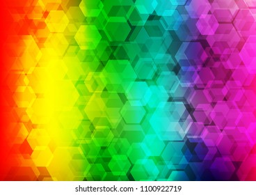 Light Multicolor, Rainbow vector hexagon mosaic background. Modern geometrical abstract illustration with gradient. The best hexagonal design for your business.