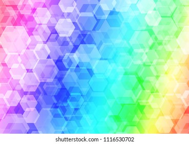 Light Multicolor, Rainbow vector hexagon mosaic template. Modern geometrical abstract illustration with gradient. The completely new template can be used for your brand book.