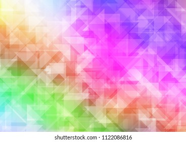 Light Multicolor, Rainbow vector hexagon mosaic triangle mosaic. Glitter abstract illustration with an elegant design. A completely new design for your business.