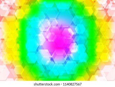Light Multicolor, Rainbow vector hexagon mosaic background. An elegant bright illustration with gradient. A completely new design for your business.