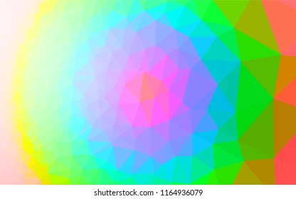 Light Multicolor, Rainbow vector hexagon mosaic texture. A completely new color illustration in a vague style. Triangular pattern for your business design.