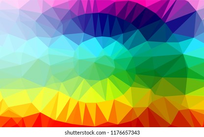 Light Multicolor, Rainbow vector hexagon mosaic texture. Triangular geometric sample with gradient.  Brand new design for your business.