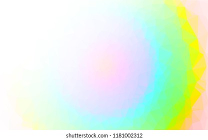 Light Multicolor, Rainbow vector hexagon mosaic template. Triangular geometric sample with gradient.  The completely new template can be used for your brand book.