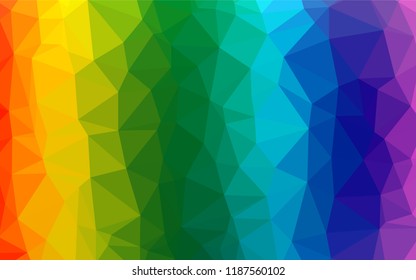 Light Multicolor, Rainbow vector hexagon mosaic cover. Triangular geometric sample with gradient.  Brand new style for your business design.