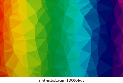 Light Multicolor, Rainbow vector hexagon mosaic template. Geometric illustration in Origami style with gradient.  The completely new template can be used for your brand book.