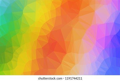 Light Multicolor, Rainbow vector hexagon mosaic template. Triangular geometric sample with gradient.  Brand new style for your business design.