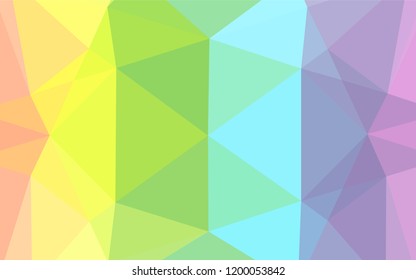 Light Multicolor, Rainbow vector hexagon mosaic template. Shining colored illustration in a Brand new style. A completely new design for your business.