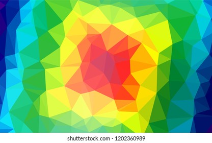 Light Multicolor, Rainbow vector hexagon mosaic cover. Shining illustration, which consist of triangles. The completely new template can be used for your brand book.