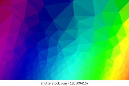 Light Multicolor, Rainbow vector hexagon mosaic texture. Geometric illustration in Origami style with gradient.  Triangular pattern for your business design.