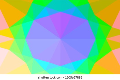 Light Multicolor, Rainbow vector hexagon mosaic template. Glitter abstract illustration with an elegant design. Brand new design for your business.