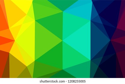Light Multicolor, Rainbow vector hexagon mosaic texture. Triangular geometric sample with gradient.  The template can be used as a background for cell phones.