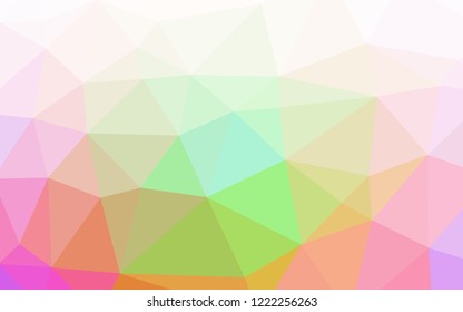 Light Multicolor, Rainbow vector hexagon mosaic template. A sample with polygonal shapes. Triangular pattern for your business design.