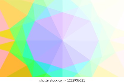 Light Multicolor, Rainbow vector hexagon mosaic texture. Triangular geometric sample with gradient.  Brand new style for your business design.