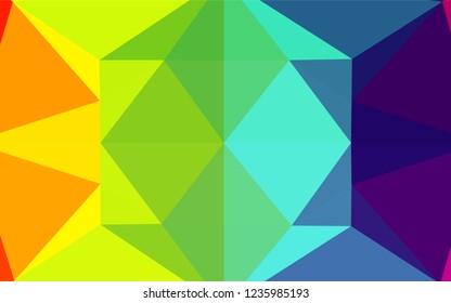 Light Multicolor, Rainbow vector hexagon mosaic texture. Geometric illustration in Origami style with gradient.  Brand new design for your business.