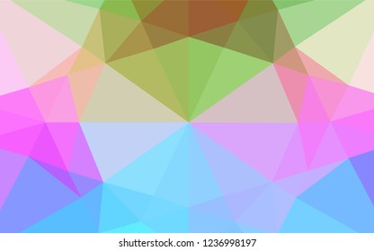 Light Multicolor, Rainbow vector hexagon mosaic cover. Triangular geometric sample with gradient.  The completely new template can be used for your brand book.