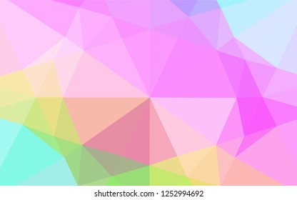 Light Multicolor, Rainbow vector hexagon mosaic texture. An elegant bright illustration with gradient. Triangular pattern for your business design.