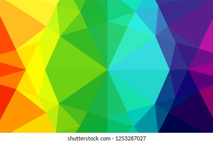 Light Multicolor, Rainbow vector hexagon mosaic cover. Geometric illustration in Origami style with gradient.  A new texture for your design.