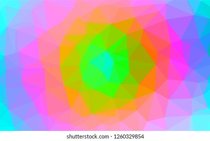 Light Multicolor, Rainbow vector hexagon mosaic texture. Shining illustration, which consist of triangles. The best triangular design for your business.