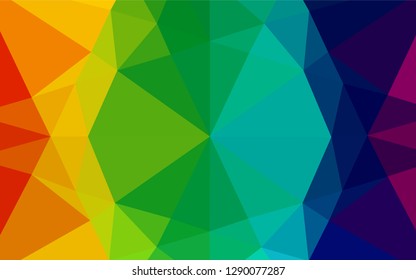 Light Multicolor, Rainbow vector hexagon mosaic template. Triangular geometric sample with gradient.  Brand new design for your business.