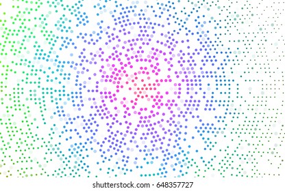Light Multicolor, Rainbow vector illustration which consist of circles. Dotted gradient design for your business. Creative geometric background in halftone style with colored spots.