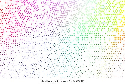 Light Multicolor, Rainbow vector illustration which consist of circles. Dotted gradient design for your business. Creative geometric background in halftone style with colored spots.