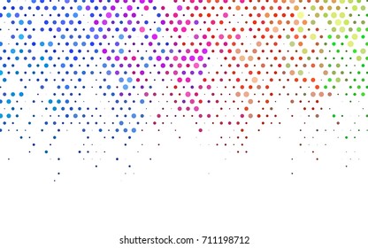 Light Multicolor, Rainbow vector illustration which consist of circles. Dotted gradient design for your business. Creative geometric background in halftone style with colored spots.