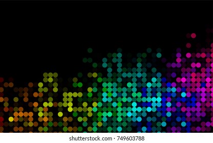 Light Multicolor, Rainbow vector illustration which consist of circles. Dotted gradient design for your business. Creative geometric background in halftone style with colored spots.