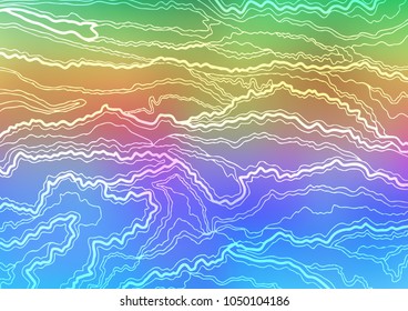 Light Multicolor, Rainbow vector indian curved background. Colorful illustration in abstract style with doodles and Zen tangles. The doodle design can be used for your web site.