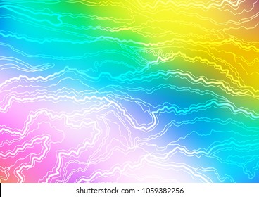Light Multicolor, Rainbow vector indian curved texture. Brand-new colored illustration in blurry style with doodles. The elegant pattern can be used as a part of a brand book.