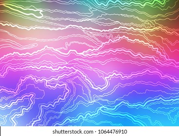 Light Multicolor, Rainbow vector indian curved texture. Geometric doodle illustration in Origami style with gradient. The pattern can be used for wallpapers and coloring books.