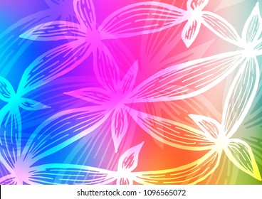 Light Multicolor, Rainbow vector indian curved background. Doodles on blurred abstract background with gradient. Hand painted design for web, wrapping, wallpaper.