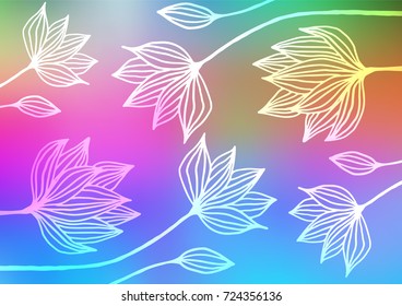 Light Multicolor, Rainbow vector indian curved template. Glitter abstract illustration with doodles and Zen tangles. The pattern can be used for coloring books and pages for kids.