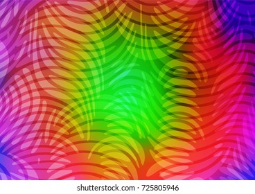 Light Multicolor, Rainbow vector indian curved background. Doodles on blurred abstract background with gradient. The elegant pattern can be used as a part of a brand book.