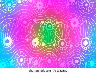 Light Multicolor, Rainbow vector indian curved texture. Brand-new colored illustration in blurry style with doodles. Brand-new design for your business.