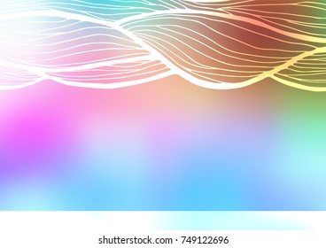 Light Multicolor, Rainbow vector indian curved template. Modern geometrical abstract illustration with doodles. Brand-new design for your business.