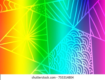 Light Multicolor, Rainbow vector indian curved pattern. Colorful abstract illustration with lines in Asian style. Brand-new design for your business.